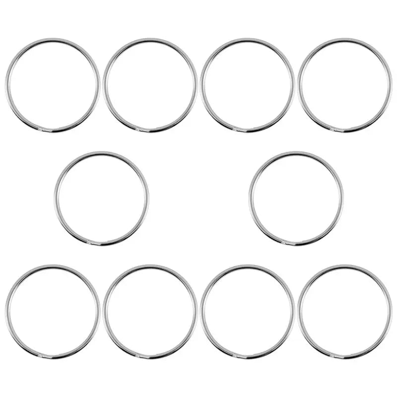 LIKE WISH 10X Quality 50Mm Keyring Split Ring Set Heavy Duty Large Nickel Key Loop Sprung Hoop Oasis Select nickel