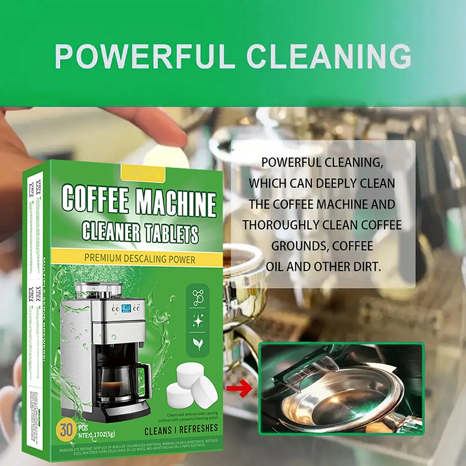 30-Pack Coffee Machine Descaling & Cleaning Tablets Coffee Machine Cleaner Oasis Select