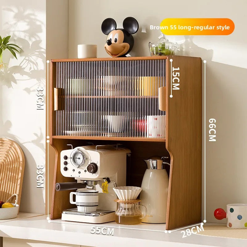 Cup storage rack desktop dining side coffee machine kettle storage cabinet multi-layer dustproof water cup tea set cup holder Oasis Select Brown 55 GB