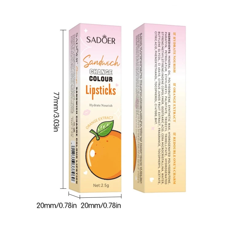SADOER Orange Color-Changing Lip Balm | 3 or 5 Pack