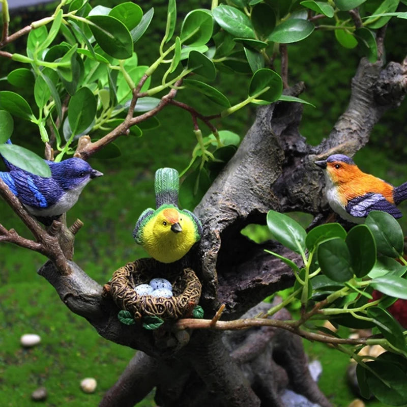 Birdie Figurines Gardening Ornaments 4Pcs/Set Bird's Nest Bird Eggs Landscape Mini Bonsai Simulation Model Dollhouse Decor Oasis Select