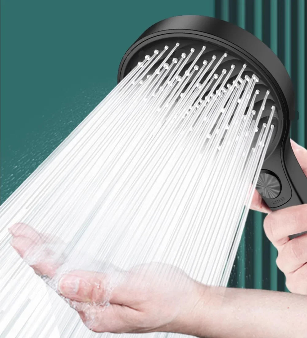 New High Pressure 13.5cm Shower Head Black 4 Modes Water Saving Spray Nozzle Massage Rainfall Shower Set Bathroom Accessories Oasis Select