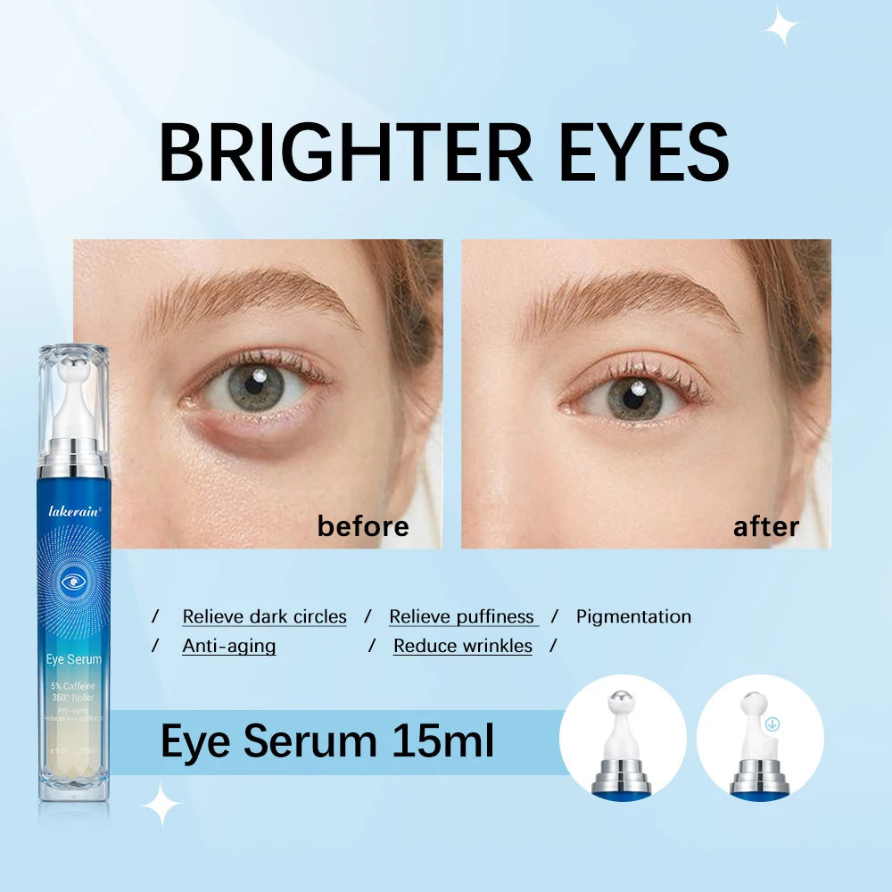 Anti-Wrinkle Eye Serum 5% Caffeine Eye Cream Eye Roller Ball Cream For Dark Circles Fades Fine Lines Remove Eye Bags 15ml Oasis Select