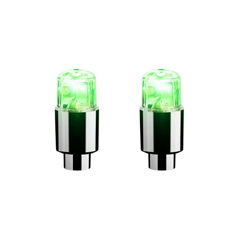 2/8/16Pcs Colorful Car Tire Valve Caps LED Car Motorcycle Cycling Wheel Lantern Spokes Hub Tyre Lamp Wheel Caps Oasis Select 2Pcs Green