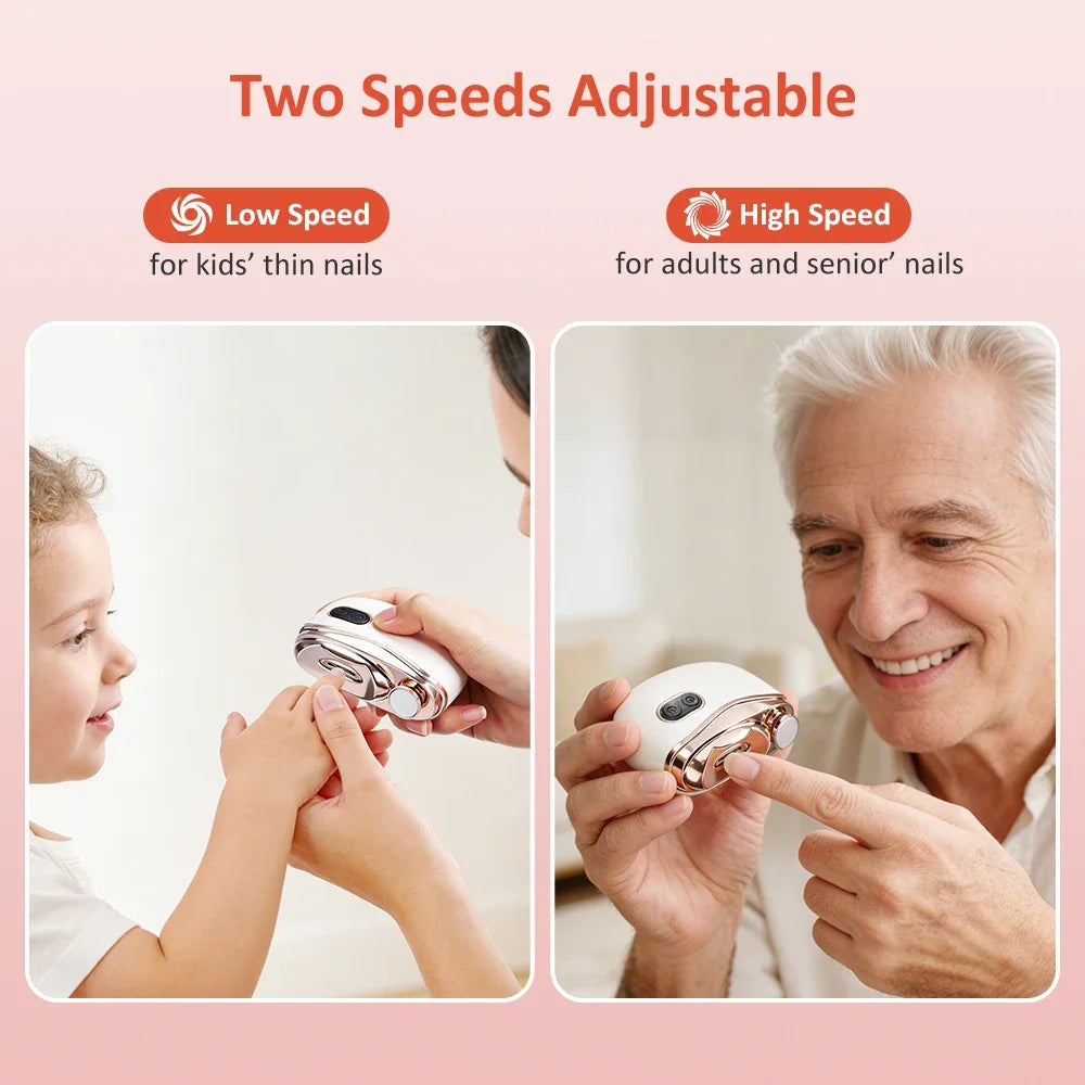 AFDEAL 2-in-1 Electric Nail Clipper & Polisher with LED Light