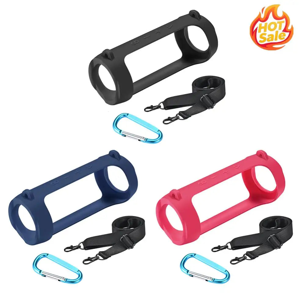 Silicone Protective Cover with Carabiner Waterproof Speaker Protective Case Adjustable Strap Portable for JBL Flip 6/Flip 5 Oasis Select