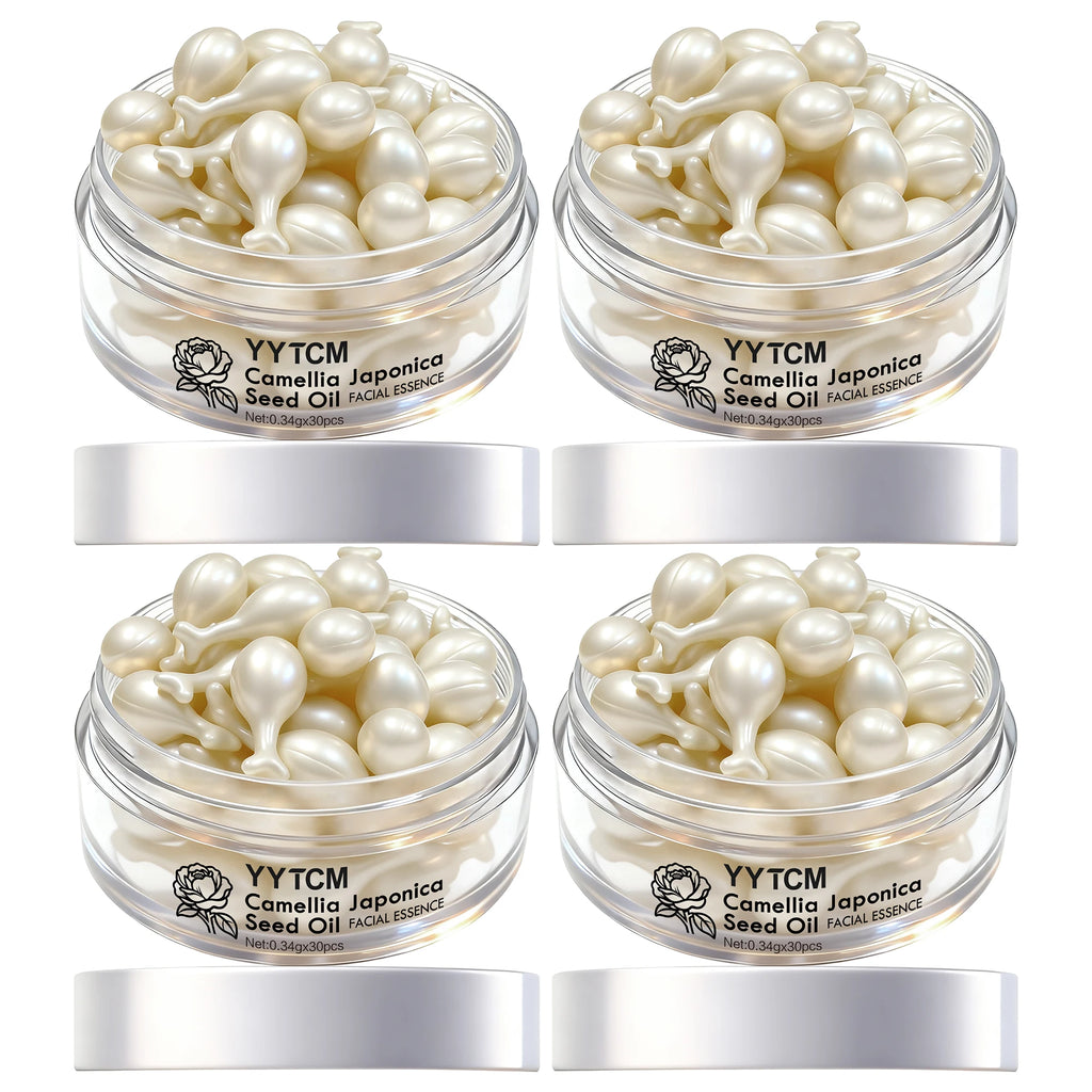 Camellia Seed Oil Essence Capsules, Moisturizing and Firming Essence, Contains Squalane, Fullerene, Ginseng Root Extract, Niacinamide, Vitamin E, Retinol, Deep Hydration (0.34Gx30 Capsules)/Bottle-1 Bottle Oasis Select 4 Bottles