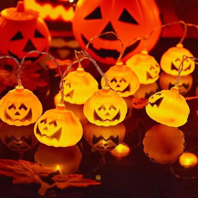 LED Halloween Decorative Light String Pumpkin Ghost Evil Devil's Eye Skull Party Festival Atmosphere Light Oasis Select Big Mouth Pumpkin USB 6m 40light