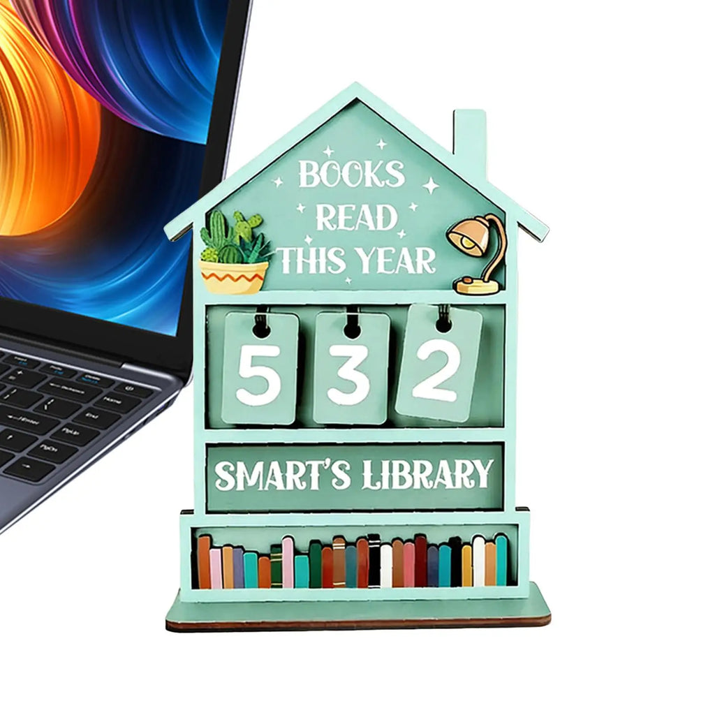 Books Read Tracker Manual Rustic Wooden Decorative Home Read Tracker Reading Sign Bookshelf Decor for Shelf Desk Table Display Oasis Select