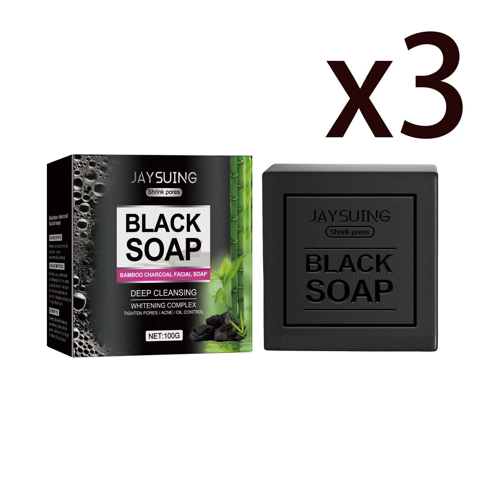 Bamboo Charcoal Cleansing Face Soap Remove Facial Dirt Reduce Blackheads Prevent Pore Blockage Deep Exfoliating Cleansing Soap Oasis Select 3x100g