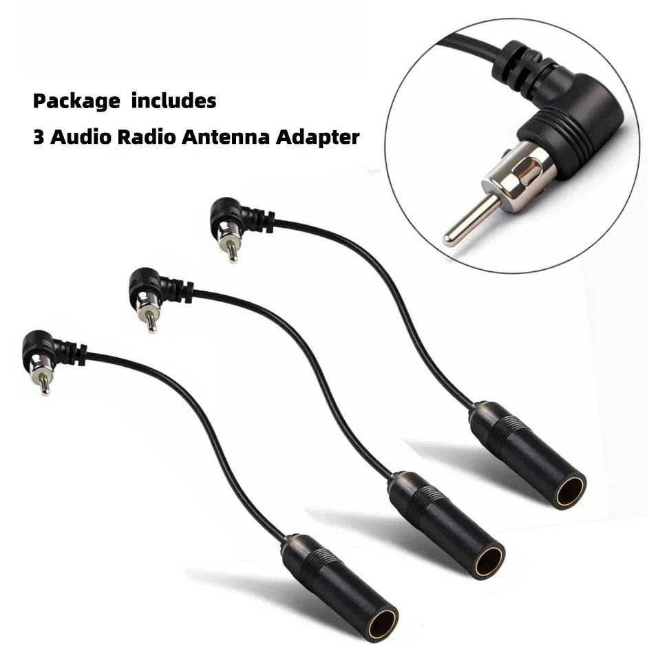 AM/FM Radio Antenna Adapter Stereo Audio Vehicle Aerial Extension Car Universal Elbow Male To Female Plug Cable Wire Oasis Select 3 PCS