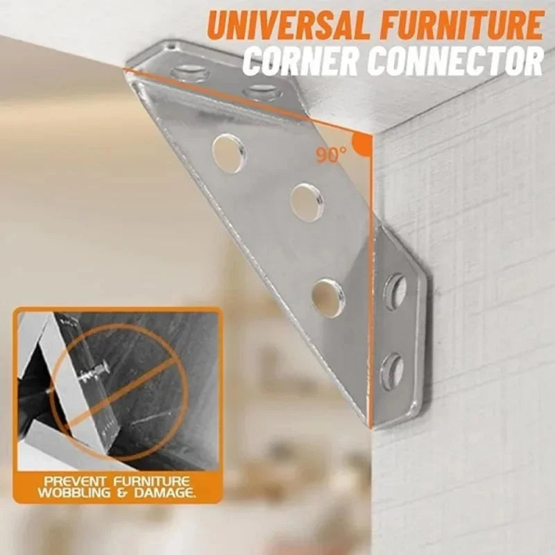 10-20pcs Stainless Steel Angle Corner Brackets Universal Furniture Corner Connector Brace Joint Fastener Bedframe Cabinet Drawer Oasis Select
