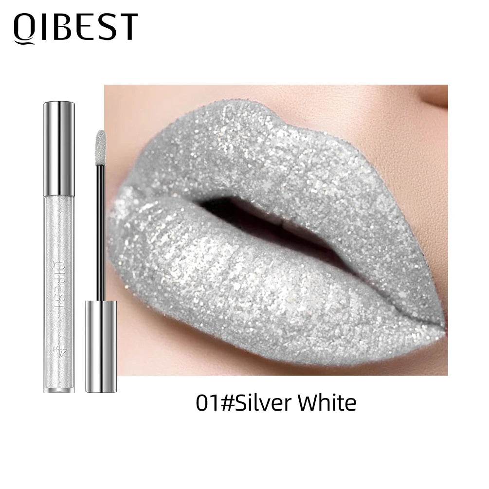 QiBest Diamond Glitter Lip Gloss – Waterproof Pearl Shimmer