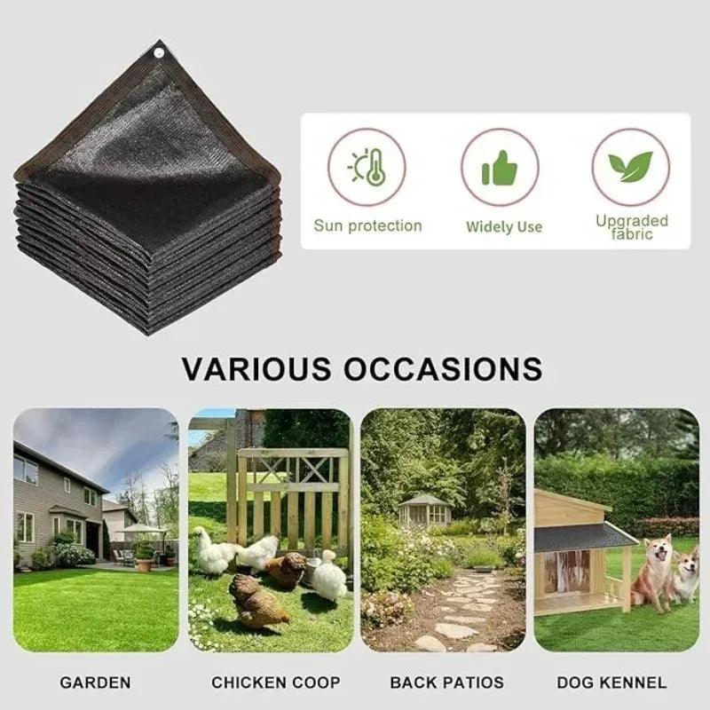 2x2m 2x4m Sun Shade Net Outdoor Yard Balcony Shade Mesh Reinforced Edges Punched Holes Dense Thickened Sun Protection Netting Oasis Select