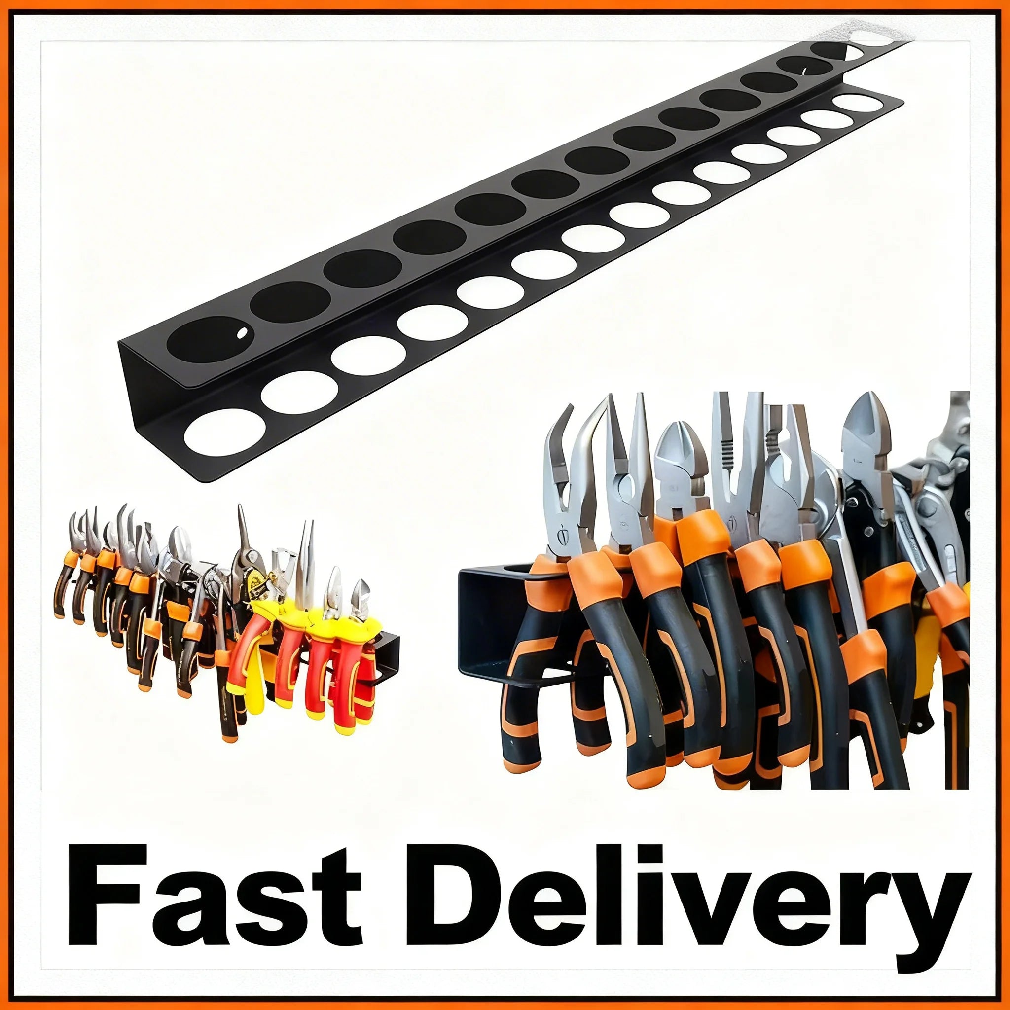 14-Hole Wall-Mounted Screwdriver Organizer Metal Tool Rack