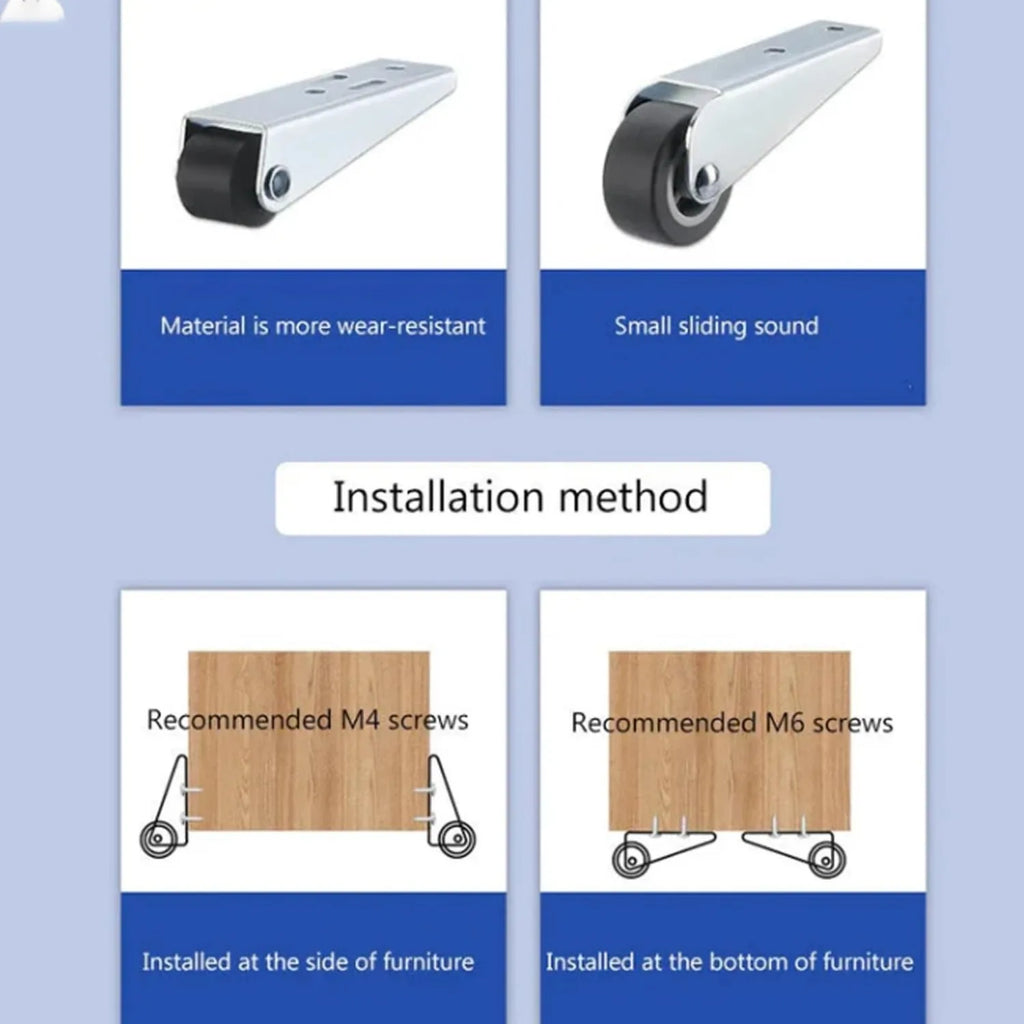 1-50PCS Smooth Moving Directional Casters 0.8/1.6 Inch Long Bracket Directional Wheels Furniture Hardware Accessories Oasis Select