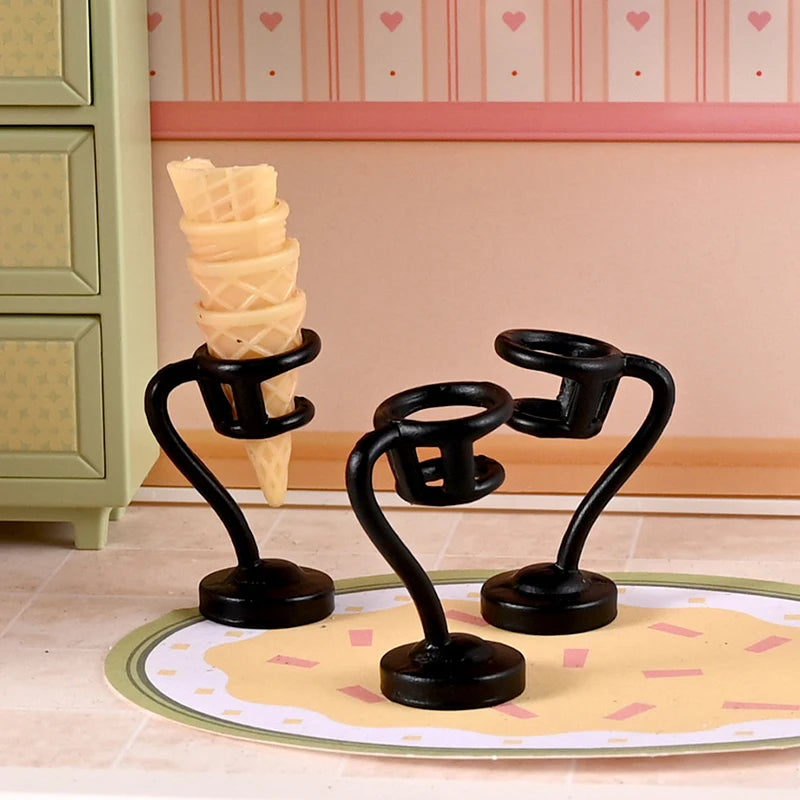 Dollhouse Miniature Ice Cream Stand Ice Cream Cone Holder Model Decor Toy Doll House Accessories Oasis Select 3PCS A1