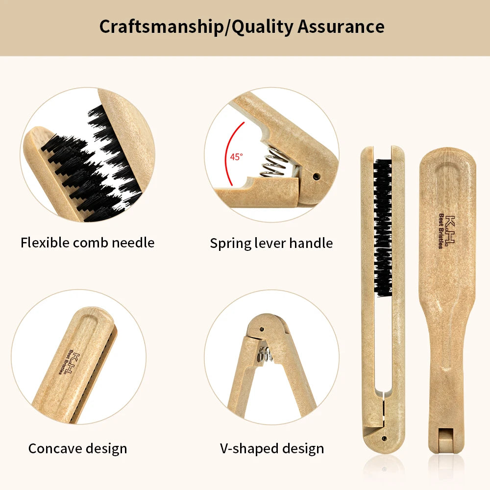 V-Type Wooden Handle Hair Straightener Comb | Anti-Static Hair Styling Comb Oasis Select
