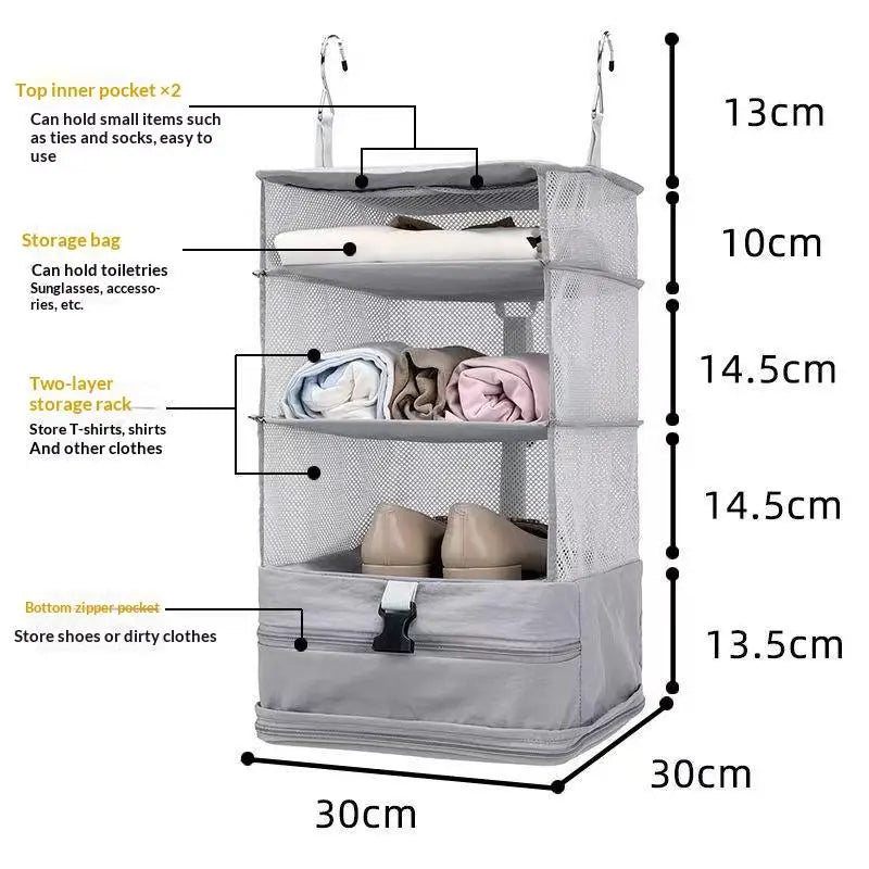3-Tier Hanging Closet Organizer – Breathable Mesh & Zipper
