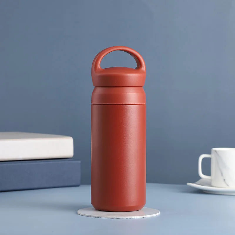 17Oz Double Wall Vacuum Insulated Water Bottle with Handle - Double Insulated Coffee Mug, Keeps Drinks Cold or Hot for Hours Oasis Select (17oz) 500ml Red
