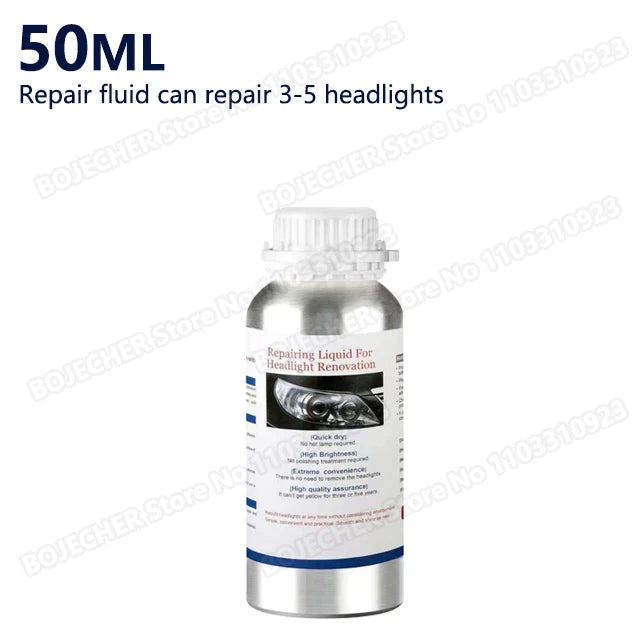 Car Headlight Polishing Kit 100ML/50ML Headlight Restoration Liquid Polymer Headlamp Renovation Repair Clean Kit Automobile Tool Oasis Select 50ML Repair Fluid