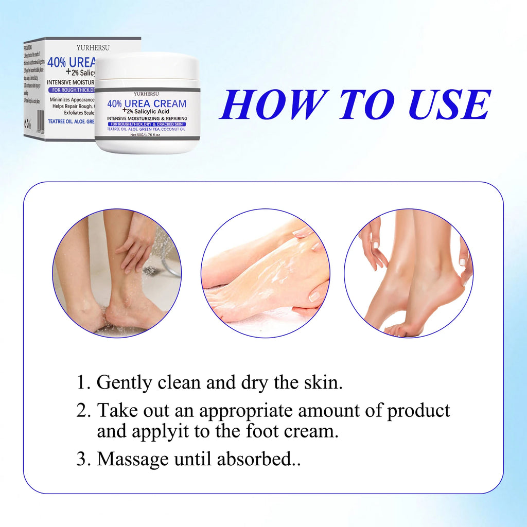 YURHERSU 40% Exfoliating Foot Cream for Dry Cracked Heels 50g