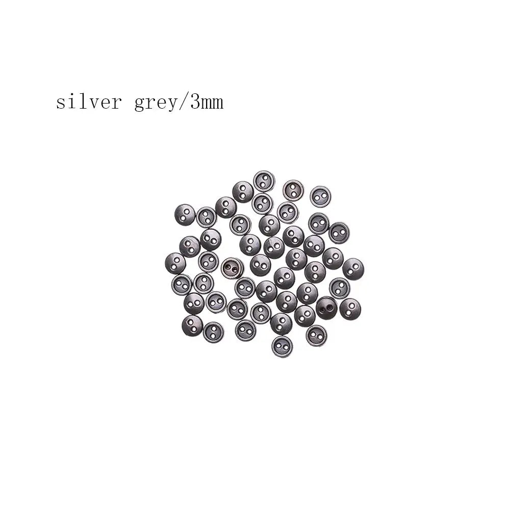 50pcs Mini Metal Sewing Buttons – Round 2-Hole, 3mm & 4mm