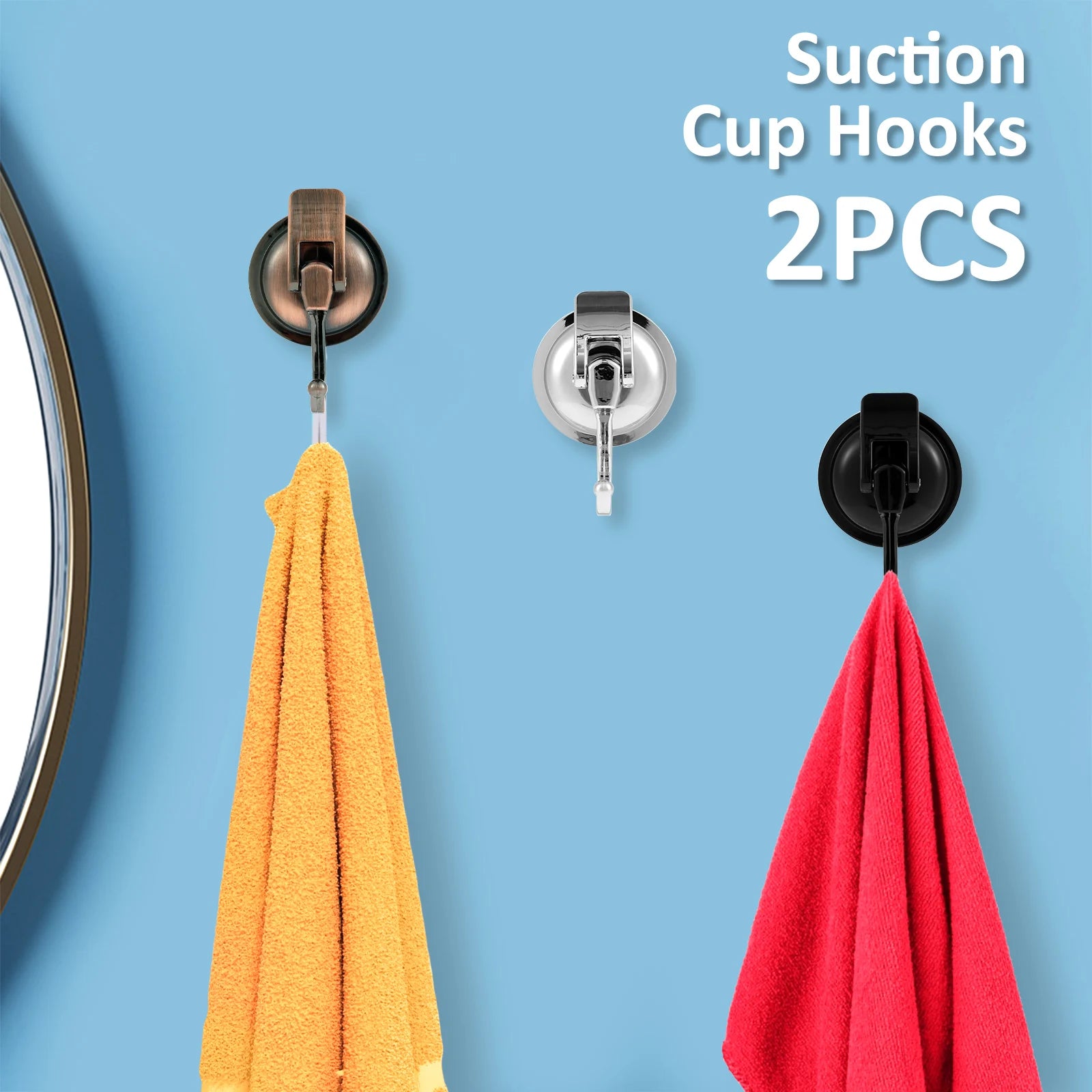 2PCS Heavy Duty Suction Cup Hooks,Strong Vacuum Shower Hooks for Bathroom Kitchen, No Drill Wall Hangers Super Suction Wall Hook Oasis Select