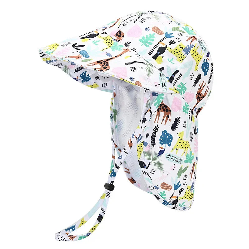 New Panama Summer Baby Bucket Hat for Boys Girls Cartoon Breathable Mesh Children's Beach Shawl Sun Hat Kids UV Protection Cap Oasis Select 02 50cm(1 to 3 years)
