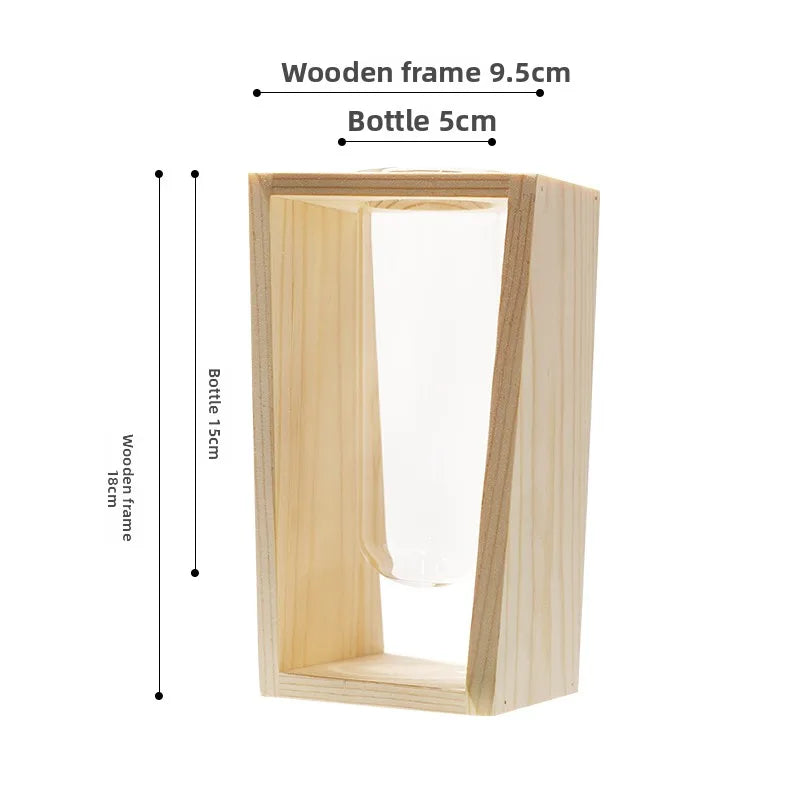 Creative Hydroponic Glass Vases Green Plant and Fresh Flower Arrangements Simple Solid Wood Tabletop Decorative Items Oasis Select B