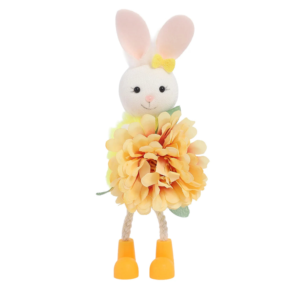 2026 New Easter Decorations 20cm Easter Rabbit with Flower Hanging Ornaments Holiday Spring Party Decorations Gifts for Kids Oasis Select Yellow