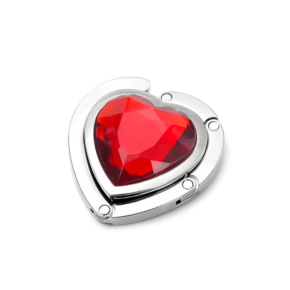 Rhinestone Folding Bag Hook – Heart Shape Purse Table Hanger