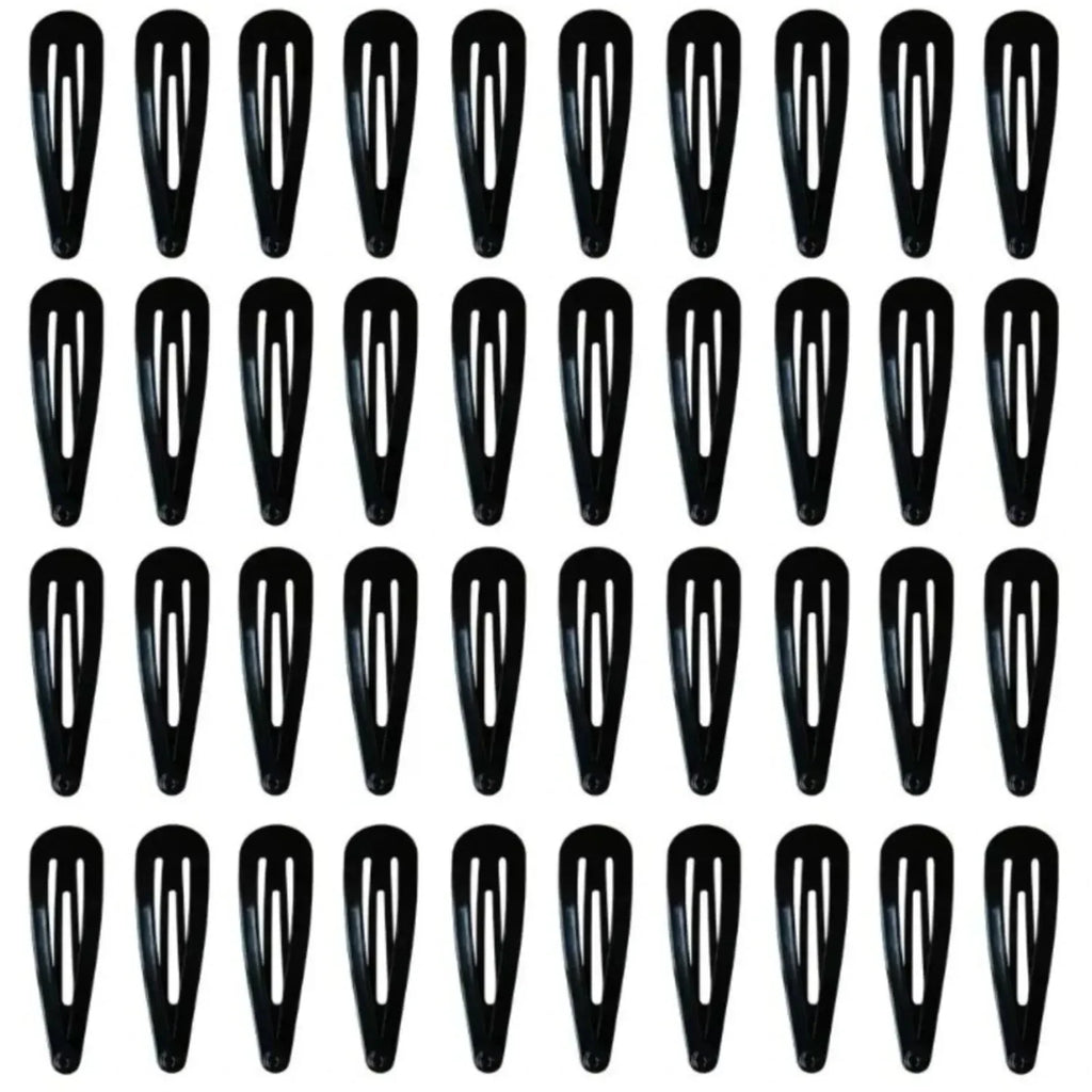 50 PCS Snap Hair Clips – No-Slip Textured Alloy Grip, Candy & Pastel Glossy Colors for Everyday Styling Oasis Select 50pcs black