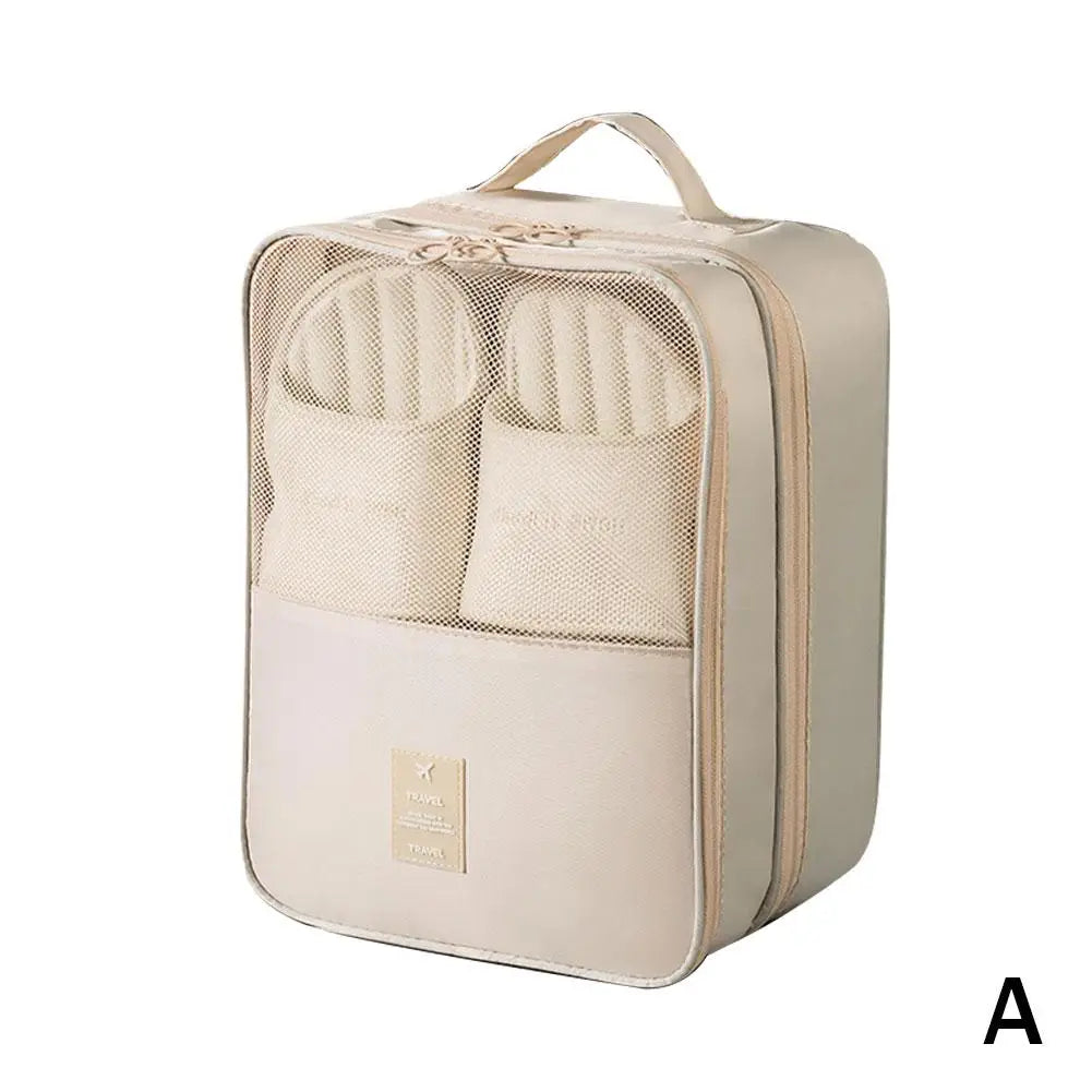 Oxford Cloth Travel Shoe Bag Multi-functional 3-Layer Storage Organizer Portable Waterproof Shoe Pouch for Travel Trip Oasis Select white