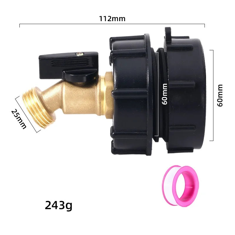 Male Thread IBC Tote Tank Adapter - Drain Hose Connector Faucet Tap Valve Fitting Part for Tank Faucet Oasis Select D