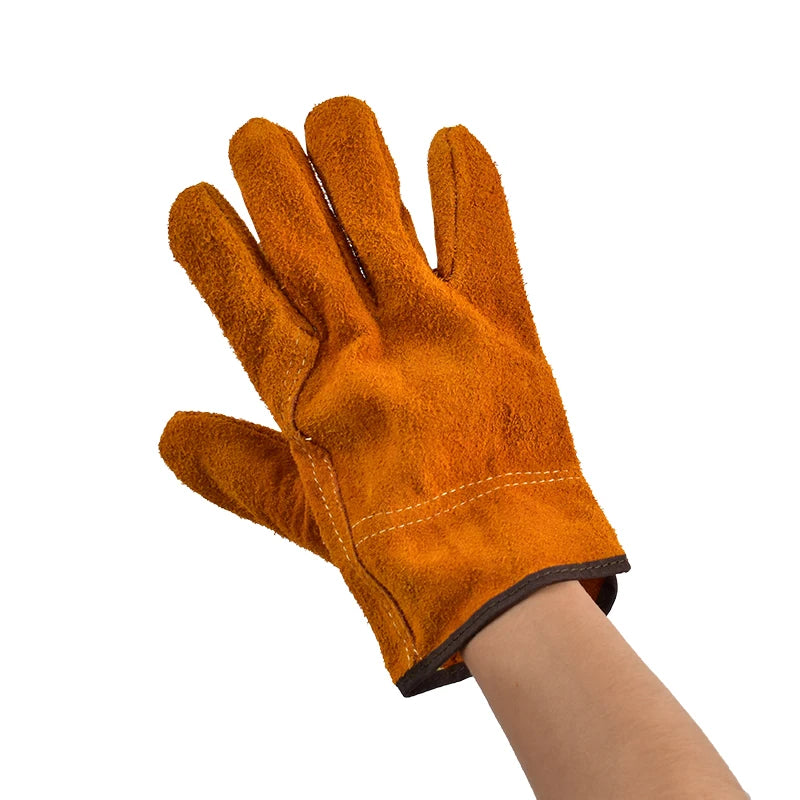 3/5/10 Pairs Labor Protection Work Gloves Soft Cowhide Welding Safety Protection Wear-Resistant Insulated Welding Gloves Oasis Select
