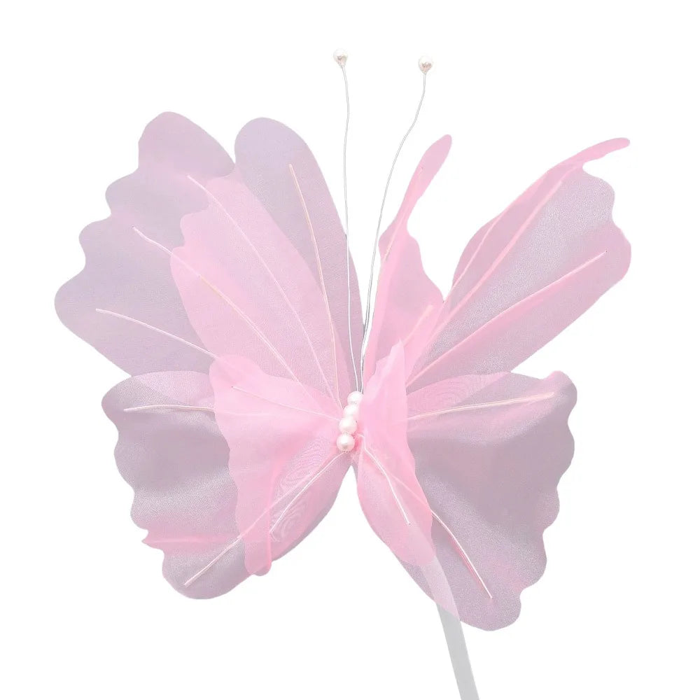 48cm Big Simulation Butterfly Hollow Design Gauze Material 3D Butterfly Large Size 3D Effect Fake Butterfly Wedding Decoration Oasis Select Light Pink
