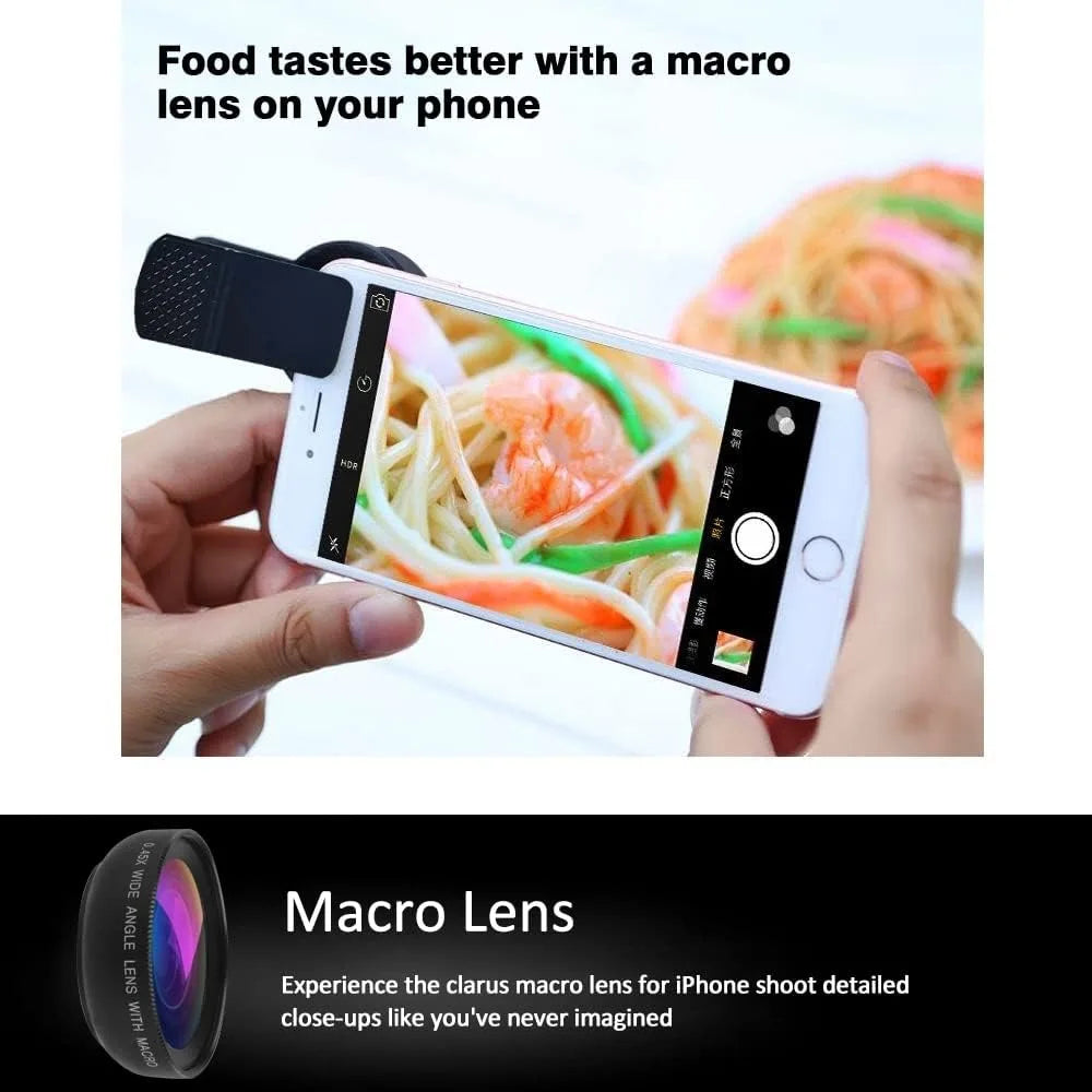 2 IN 1 Lens Universal Clip 37mm Mobile Phone Lens Professional 0.45X 49uv Super Wide-Angle + Macro HD Lens For iPhone Android Oasis Select