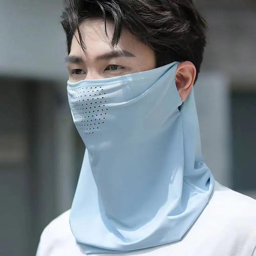 Unisex Face Scarf Breathable Ice Silk UV Sun Protection Mask Soft Adjustable Anti Ultraviolet Thin For Summer Outdoor Activities Oasis Select