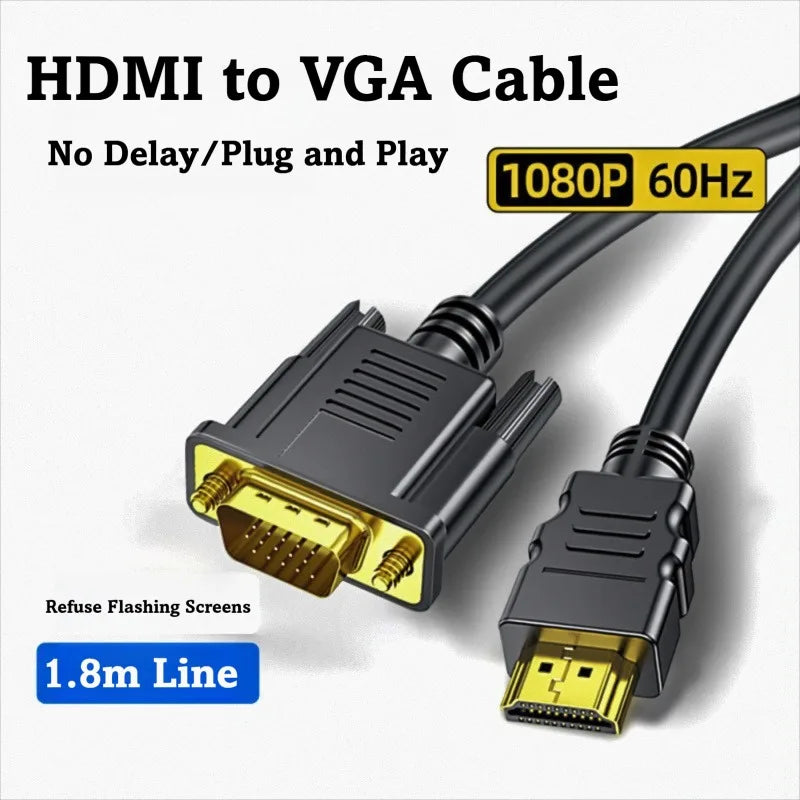 1080P HDMI to VGA Converter Cable – PC, PS4, Xbox, Laptop HDMI to VGA Cable Oasis Select