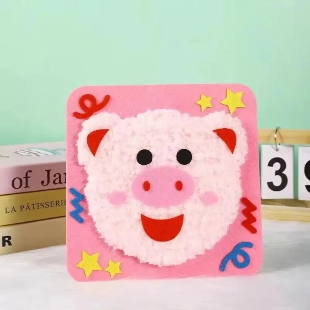 Sewing Needle and Thread Painting DIY Embroidery Set with Sticker DIY Handcraft Kit Educational Children's Hand Puppet Making Oasis Select Pig