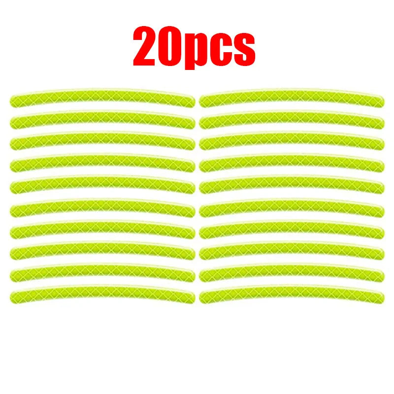 20/60pcs Wheel Hub Reflective Stickers Anti Scratch Auto Body Decorative Rim Tape Strips Warning Passing Car Motorcycle Bicycle Oasis Select 20pcs Green