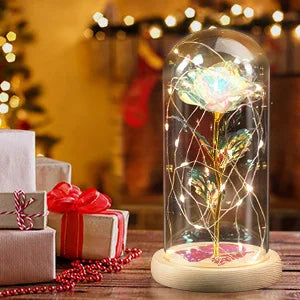 Eternal Flower Glass Cover Small Night Light Rose with Light Valentine's Day 38 Mother's Day Creative Gift Small Gift Oasis Select warm Light PVC cover