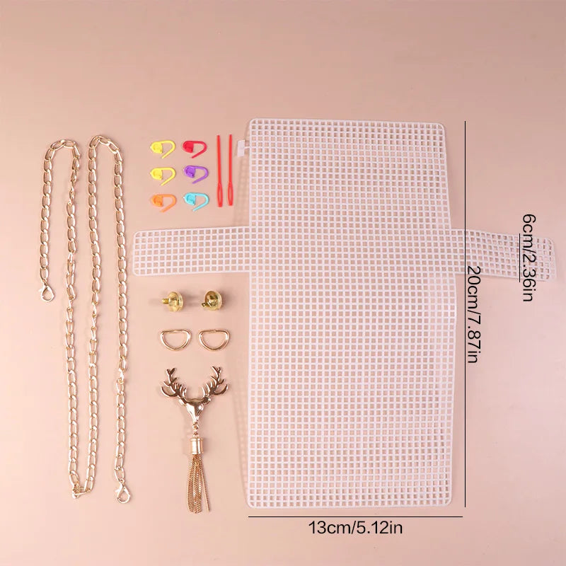 1 Set Auxiliary Knitting Plastic Mesh Kit DIY Craft Bag Knitting Materials Handbag Shoulder Bag Mesh Cover Bag Bag Accessories Oasis Select style02