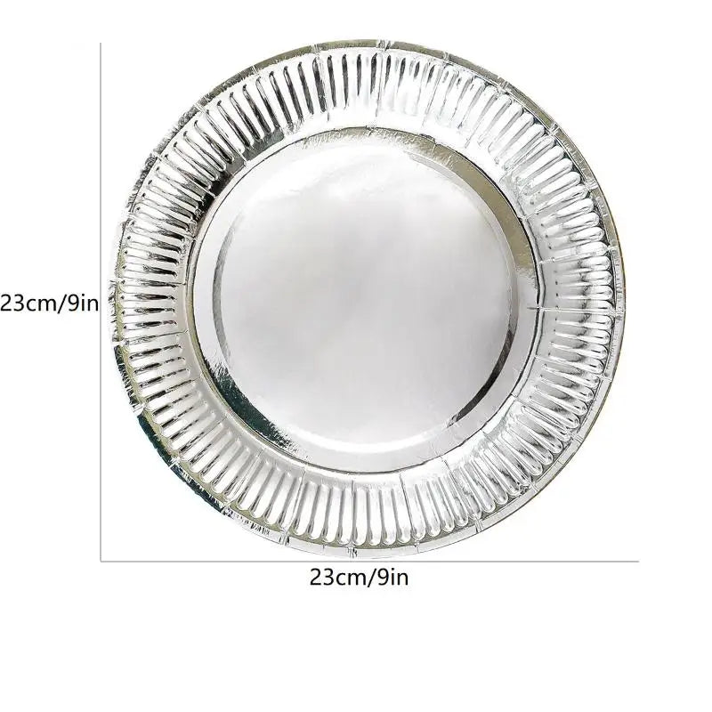 Metallic Foil Disposable Paper Plates Gold Silver 50 Pack