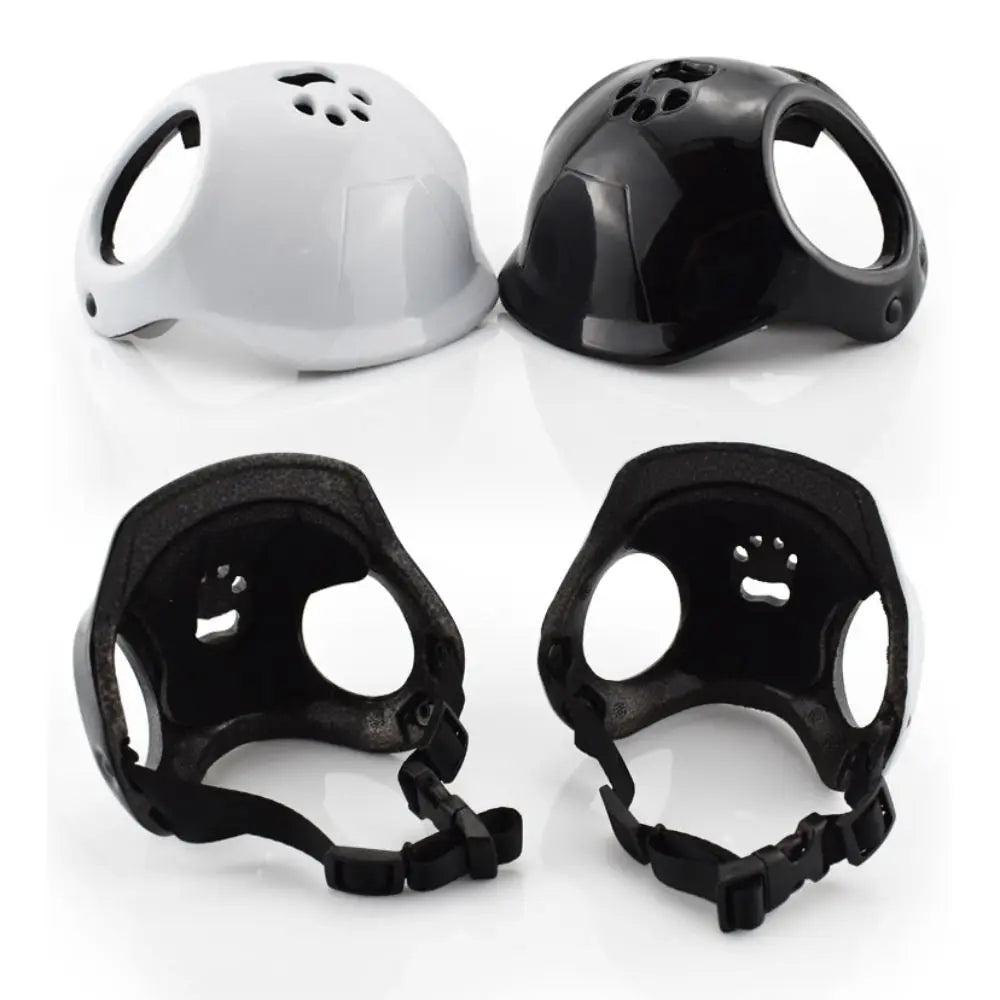Plastic Pet Dog Helmets With Ear Holes Solid Color Pet Motorcycle Headgear Handsome Adjustable Straps Pet Locomotive Helmet Cat Oasis Select