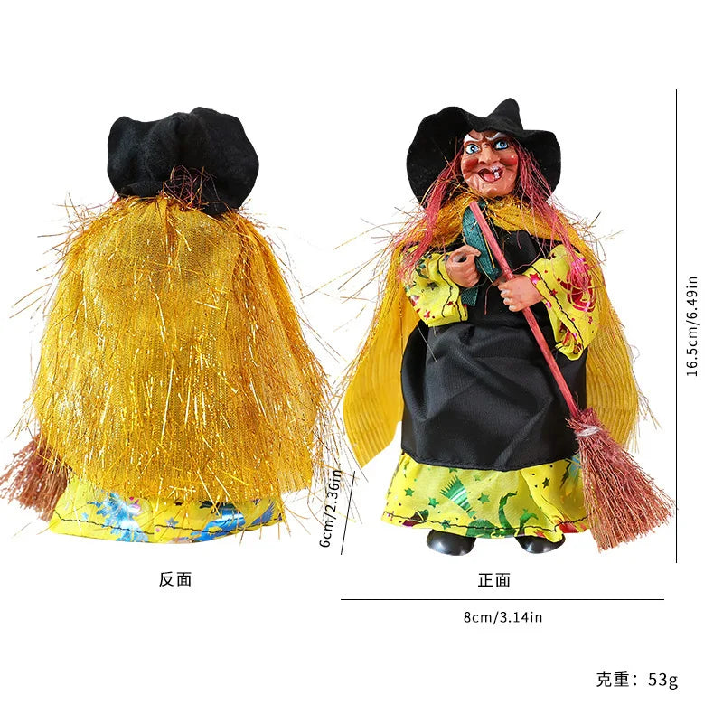 Halloween Decoration Witch Hanging Ornament - Retro Broom Prop for Bar, Haunted House, KTV | in Stock Oasis Select Golden Cloak