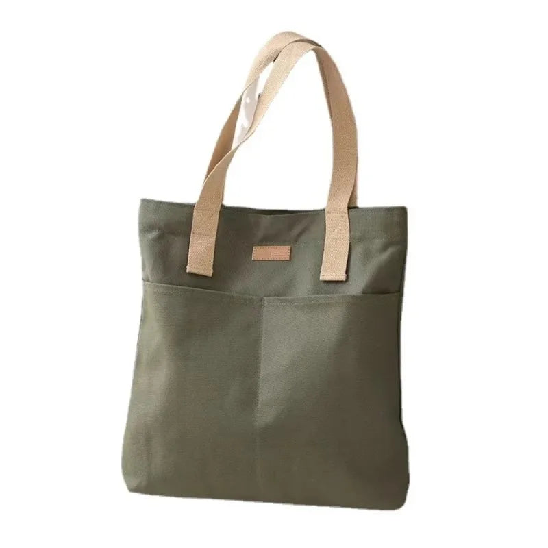 Canvas Tote Bag Large Capacity Sewing Thread Design Luxury Handbag Convenient Practical Commuter Bag for Daily Work Oasis Select