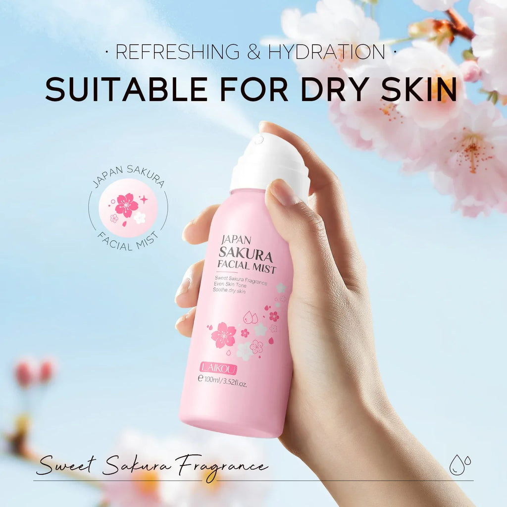 LAIKOU Sakura Toner Hydrating Moisturize Gentle Repair Brightening Skin Improve Glow Serum Toner Spray 100ml Oasis Select 100ml