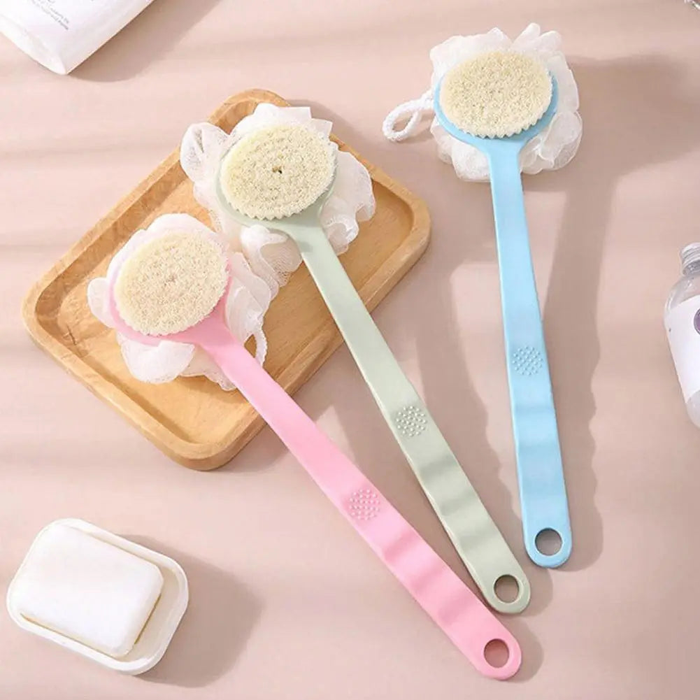 Long Handle Two Sided Shower Body Brush Tied Bath Flower Bathroom Wash Body Silicone Back ExfoliatingBrush Brush Bathing Ma G2K9 Oasis Select